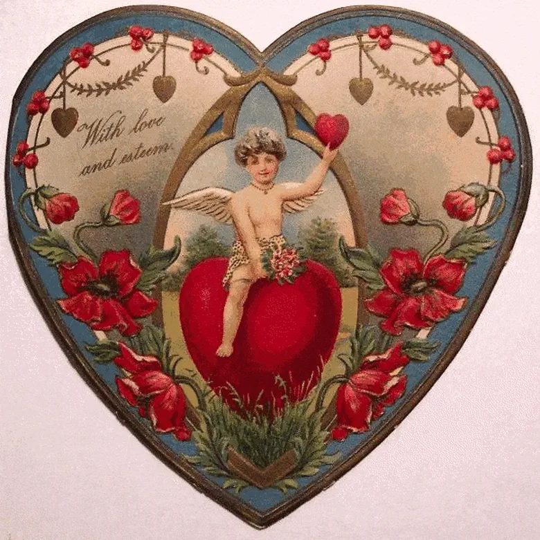 Старинная открытка с днем святого Валентина