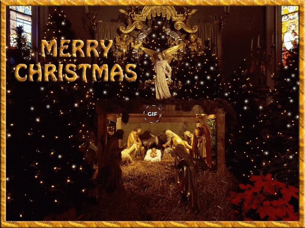 Мерцающая открытка с Рождеством Христовым