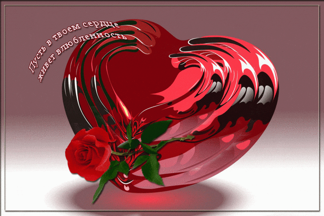 Багровое сердце с алой розой