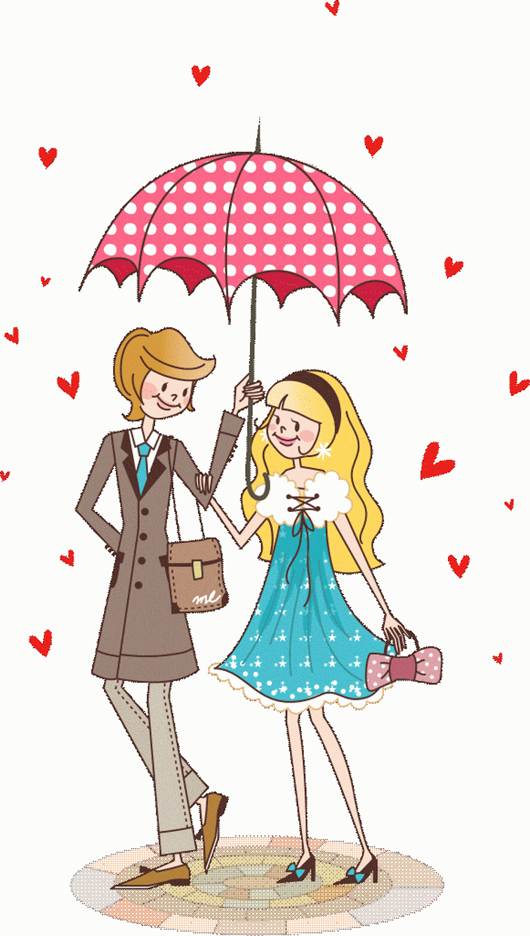 Влюблённые под зонтиком