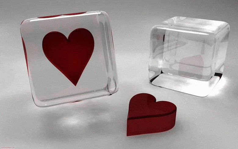 Красивые сердца в кубе