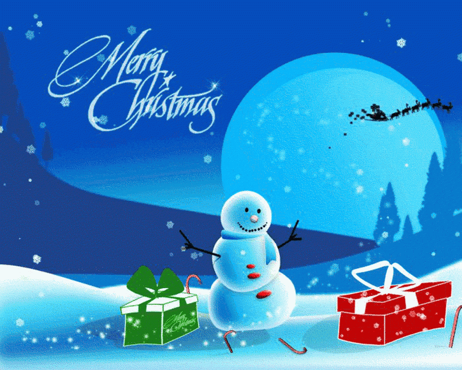 Снеговик на открытке к Рождеству
