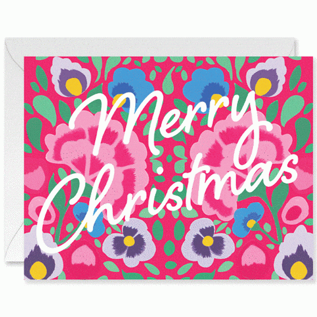 Цветочная открытка на Рождество