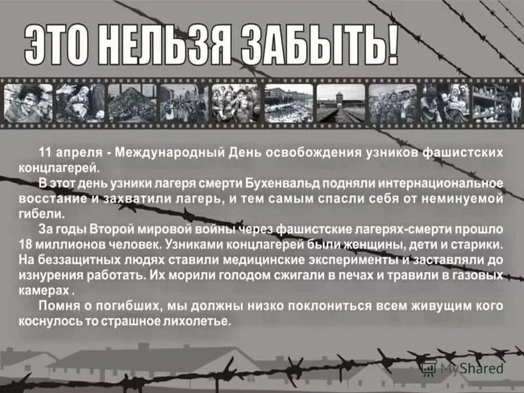 Тематическая открытка с днем освобождения узников фашистских концлагерей