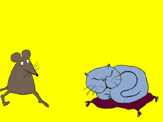 Прикольная анимация с мышкой и котом мужчине