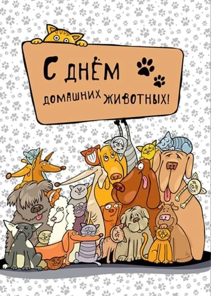 Поздравляем с днем домашних животных, открытка
