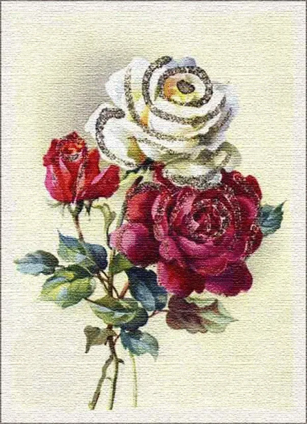Тканая открытка с цветами