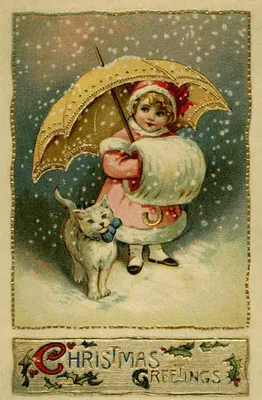 Девочка с зонтом и котиком