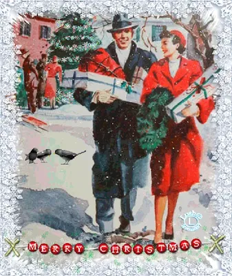 Добрая ретро-открытка с Рождеством